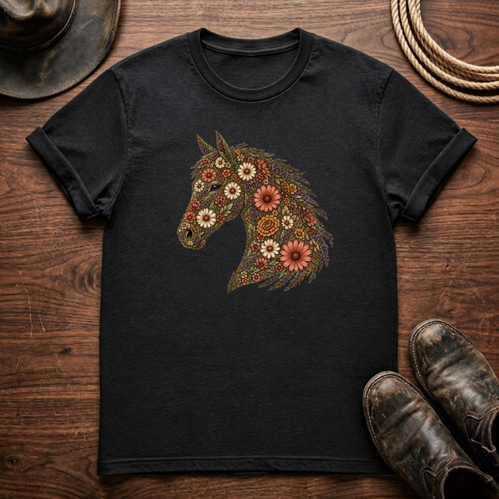 Horse Head Floral T-Shirt