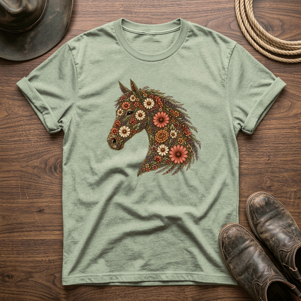 Horse Head Floral T-Shirt