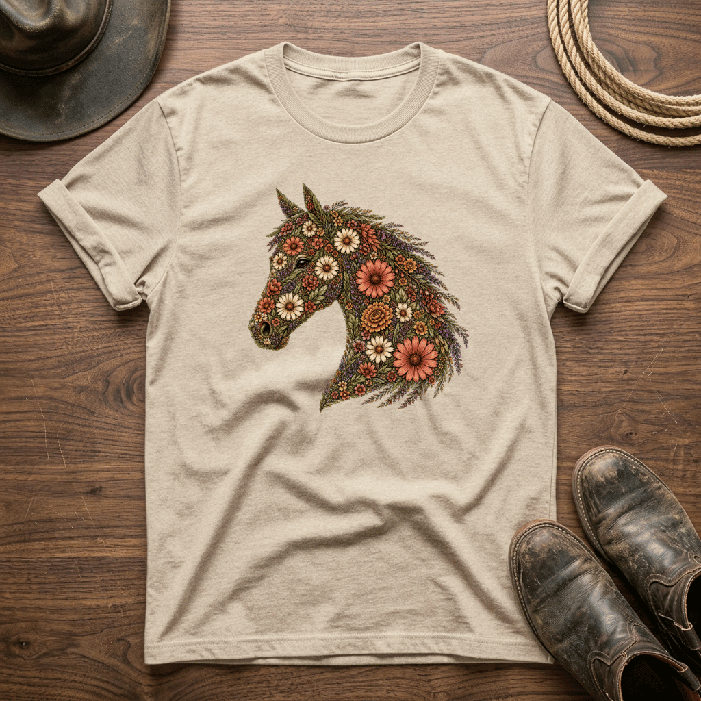 Horse Head Floral T-Shirt