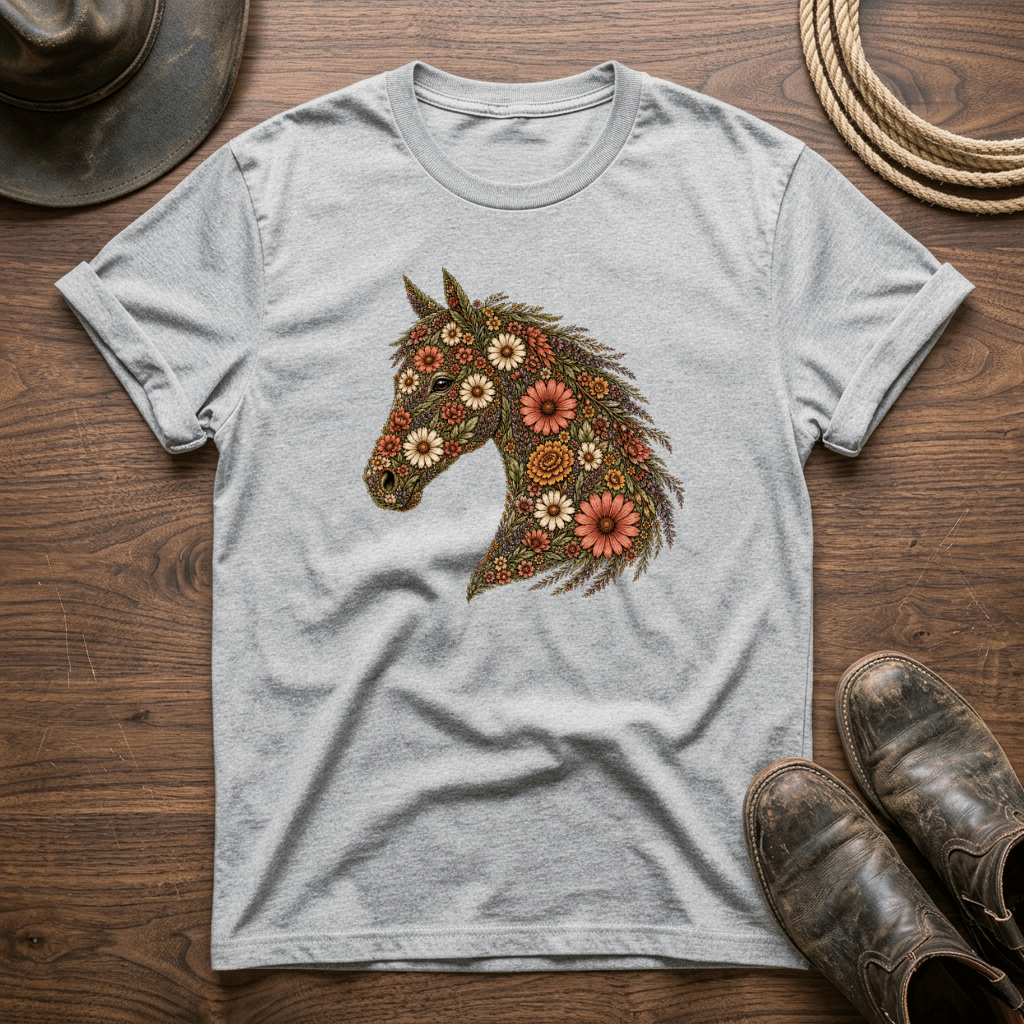 Horse Head Floral T-Shirt