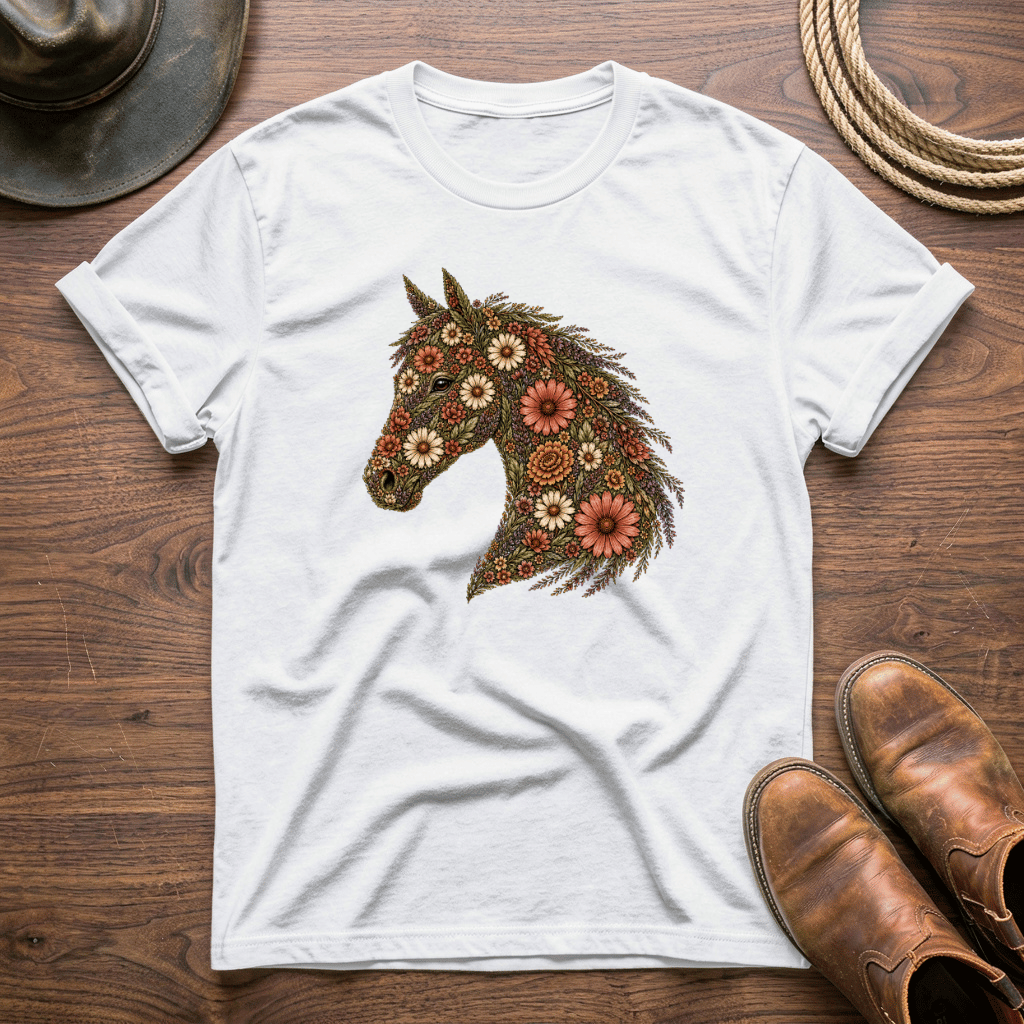 Horse Head Floral T-Shirt